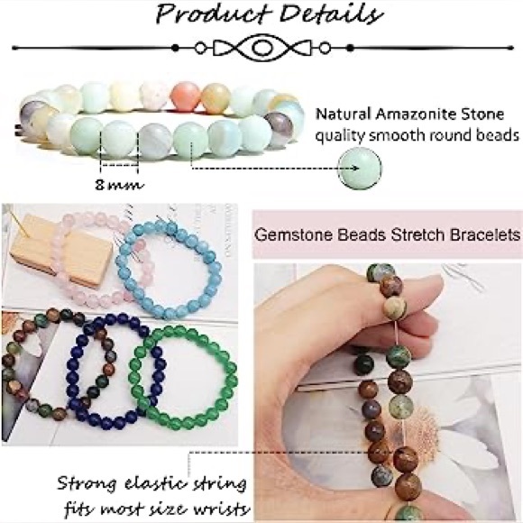 New Fashion Natural Stone Beaded Bracelet for Women Men Yoga Bracelets - Picture 2 of 6